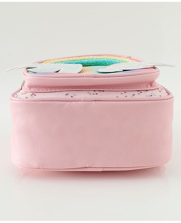 Babyhug Fashion Backpacks With Rainbow Applique - Pink