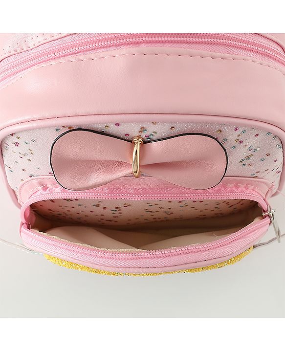 Babyhug Fashion Backpacks With Rainbow Applique - Pink