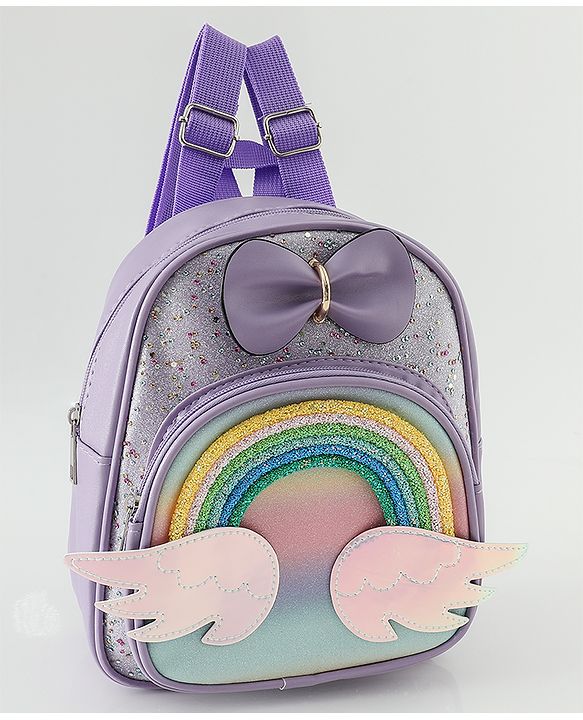 Babyhug Fashion Backpacks With Rainbow Applique - Pink