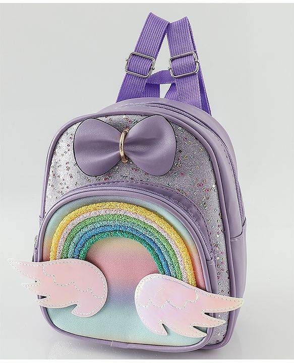 Babyhug Fashion Backpacks With Rainbow Applique - Pink