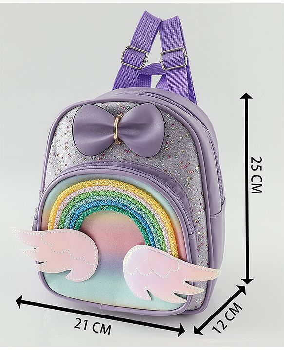 Babyhug Fashion Backpacks With Rainbow Applique - Pink