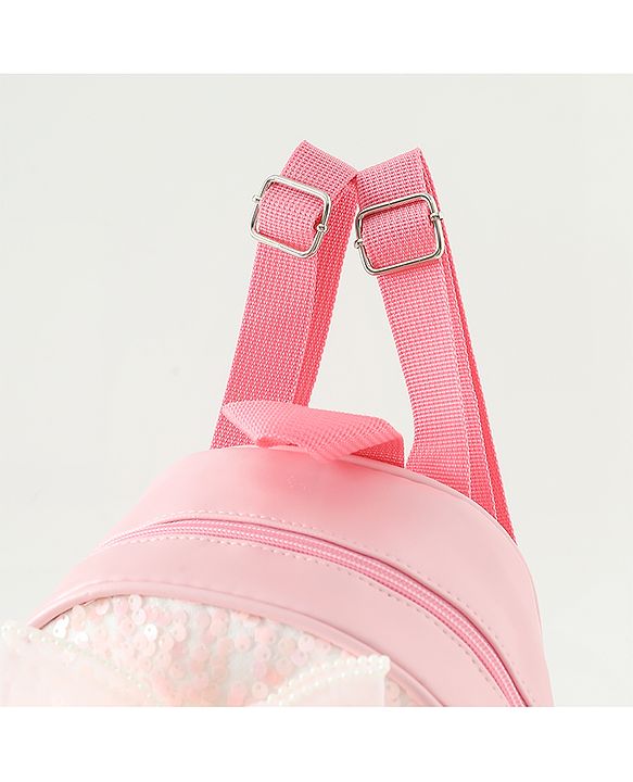 Babyhug Free Size Fashion Sequined Backpack with Bow, Carrot and Rabbit applique - Blue