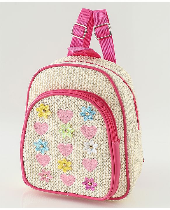 Pine Kids Fashion Backpacks with Floral Applique - PInk