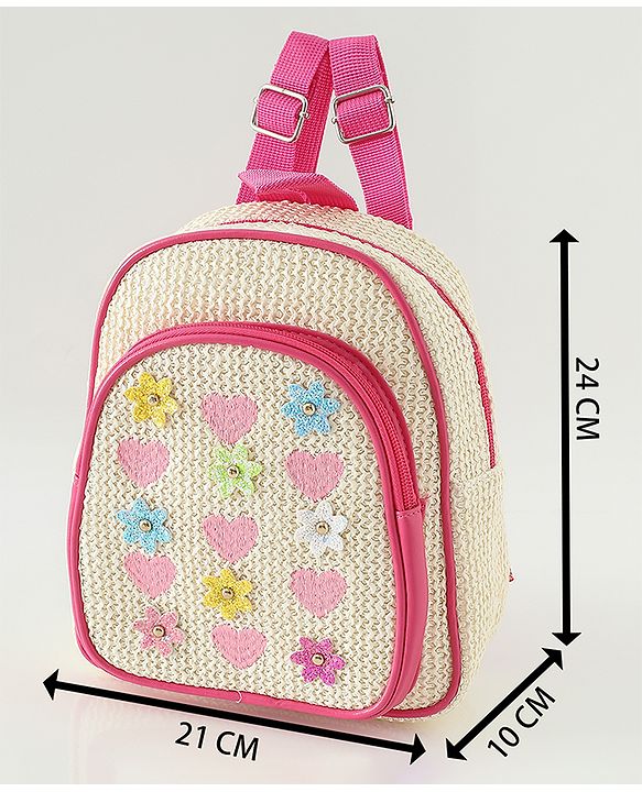 Pine Kids Fashion Backpacks with Floral Applique - PInk
