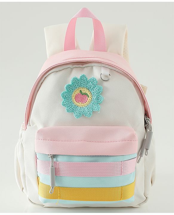 Babyhug Fashion Backpacks With Floral Applique - Pink