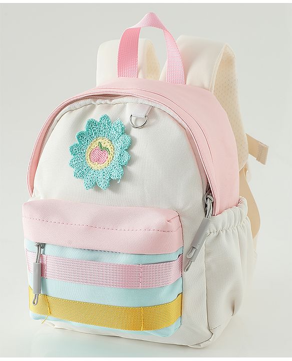 Babyhug Fashion Backpacks With Floral Applique - Pink