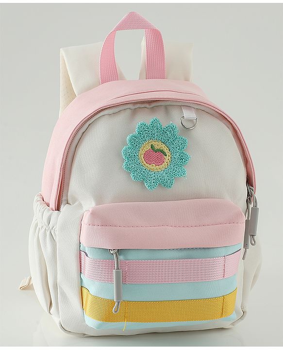 Babyhug Fashion Backpacks With Floral Applique - Pink