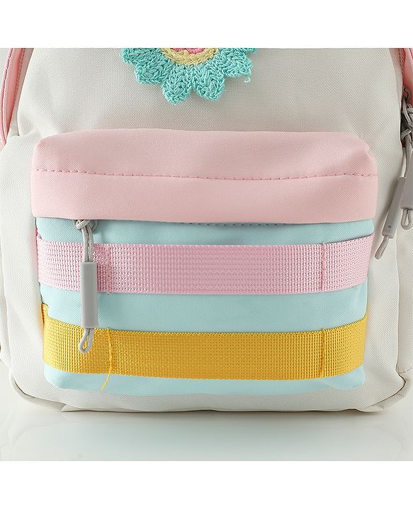 Babyhug Fashion Backpacks With Floral Applique - Pink