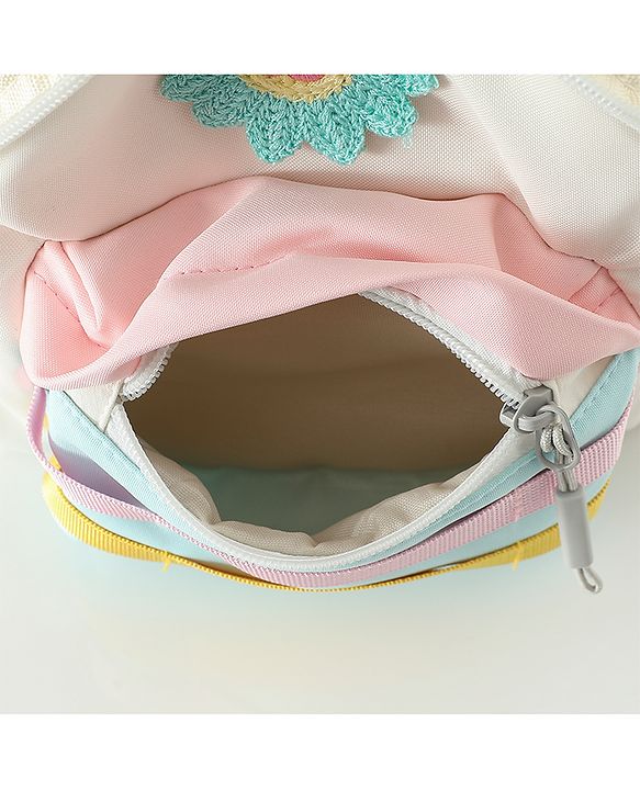 Babyhug Fashion Backpacks With Floral Applique - Pink