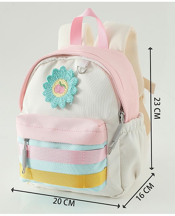 Babyhug Fashion Backpacks With Floral Applique - Pink