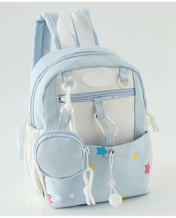 Babyhug Free Size Fashion Backpacks with small pouch - Blue