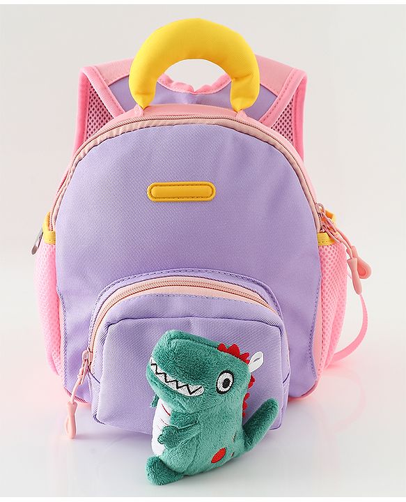 Babyhug Free Size Fashion Backpacks with Dragon Applique - Purple