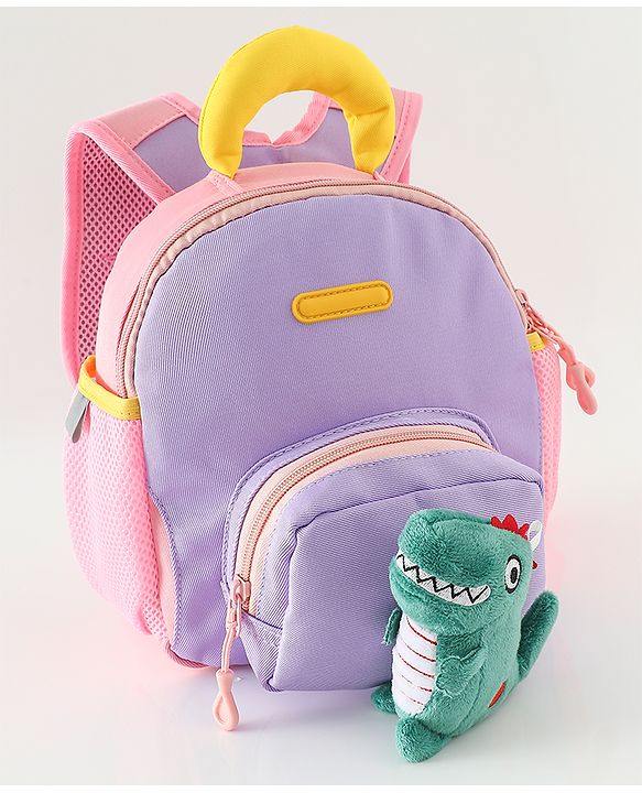 Babyhug Free Size Fashion Backpacks with Dragon Applique - Purple