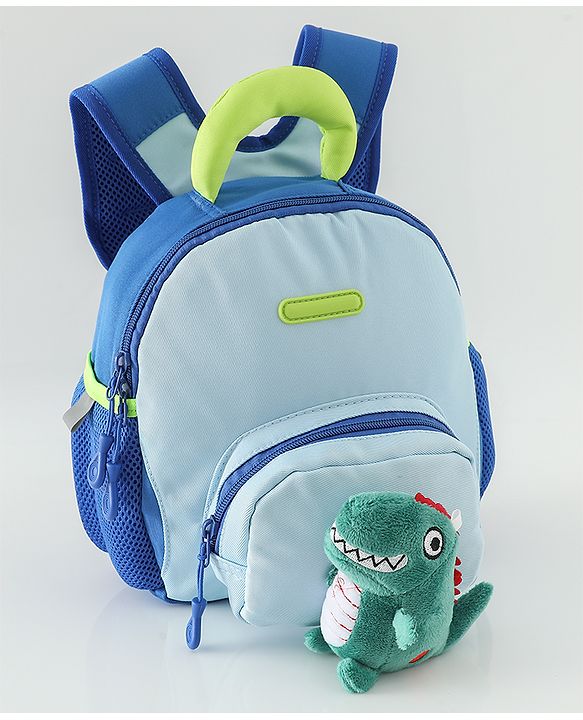 Babyhug Free Size Fashion Backpacks with Dragon Applique - Blue