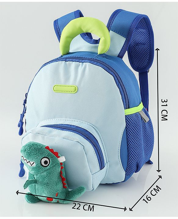 Babyhug Free Size Fashion Backpacks with Dragon Applique - Blue