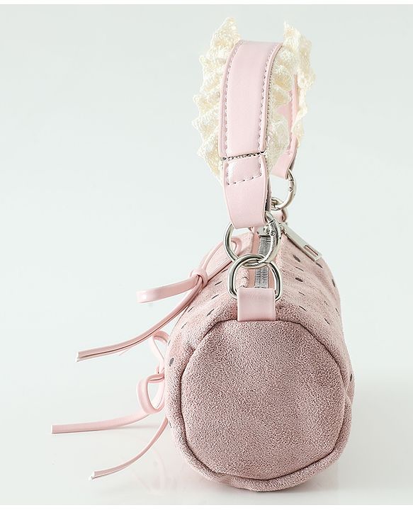 Pine Kids Sling Bag With Bow Applique & Polka Dot Free Size - Pink