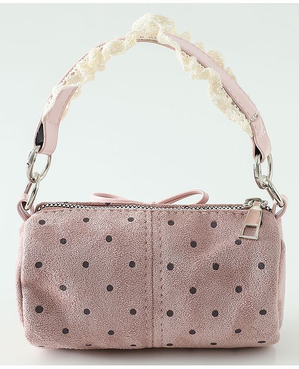 Pine Kids Sling Bag With Bow Applique & Polka Dot Free Size - Pink