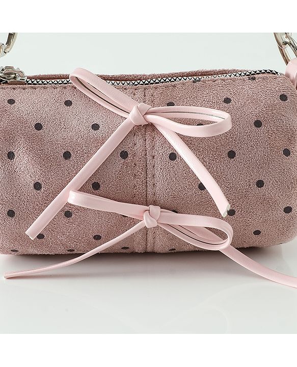 Pine Kids Sling Bag With Bow Applique & Polka Dot Free Size - Pink