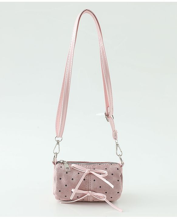 Pine Kids Sling Bag With Bow Applique & Polka Dot Free Size - Pink