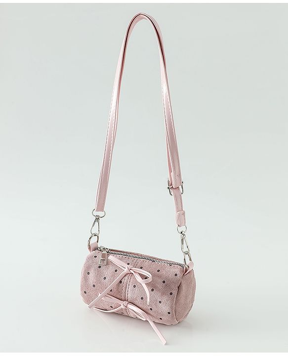 Pine Kids Sling Bag With Bow Applique & Polka Dot Free Size - Pink