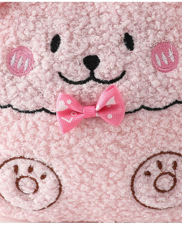 Babyhug Free Size Furry Bear Sling Bag with Bow - Pink