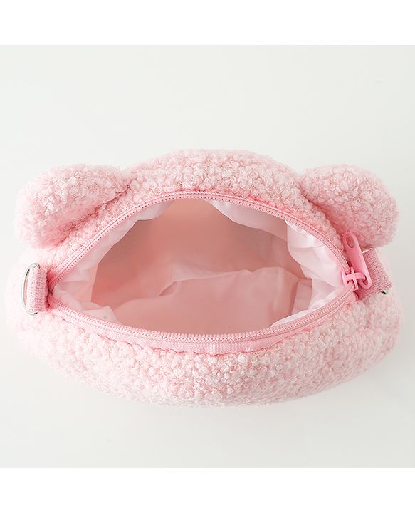 Babyhug Free Size Furry Bear Sling Bag with Bow - Pink