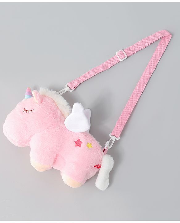 Babyhug Free Size Stylish Sling Bag for Girls with Adjustable Shoulder Strap in Unicorn Shape - Pink