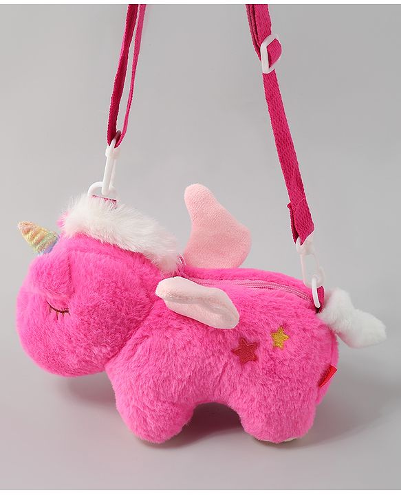 Babyhug Free Size Stylish Sling Bag for Girls with Adjustable Shoulder Strap in Unicorn Shape - Pink