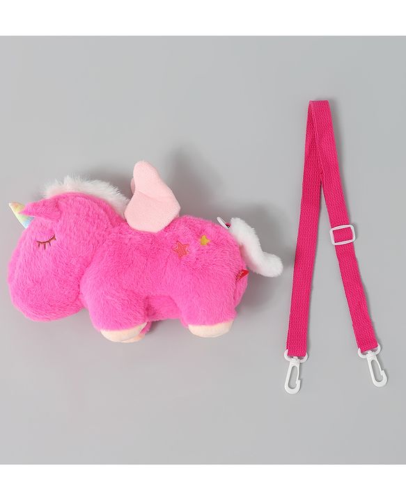 Babyhug Free Size Stylish Sling Bag for Girls with Adjustable Shoulder Strap in Unicorn Shape - Pink