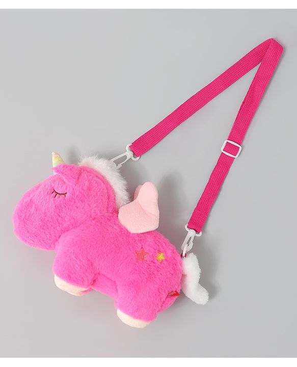 Babyhug Free Size Stylish Sling Bag for Girls with Adjustable Shoulder Strap in Unicorn Shape - Pink