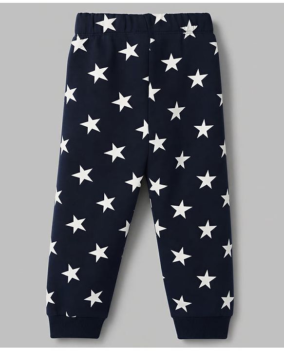 Babyhug Cotton Knit Full Sleeves Winter Wear Co-ords With Star Design - Navy Blue