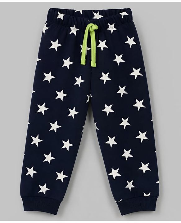 Babyhug Cotton Knit Full Sleeves Winter Wear Co-ords With Star Design - Navy Blue