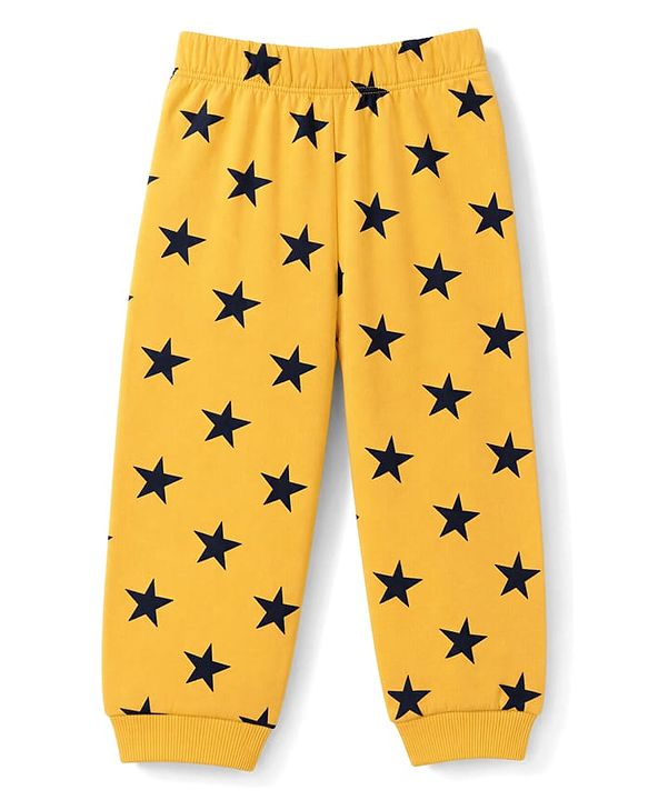 Babyhug Cotton Knit Full Sleeves Winter Wear Co-ords With Star Design - Yellow