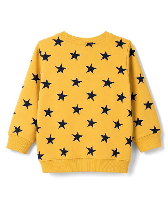 Babyhug Cotton Knit Full Sleeves Winter Wear Co-ords With Star Design - Yellow