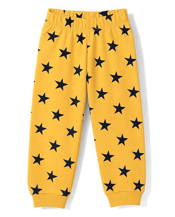 Babyhug Cotton Knit Full Sleeves Winter Wear Co-ords With Star Design - Yellow