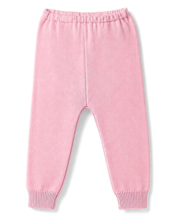 Babyhug Sweater Knit Full Length Solid Woollen Pant - Pink