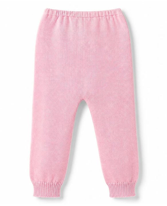 Babyhug Sweater Knit Full Length Solid Woollen Pant - Pink