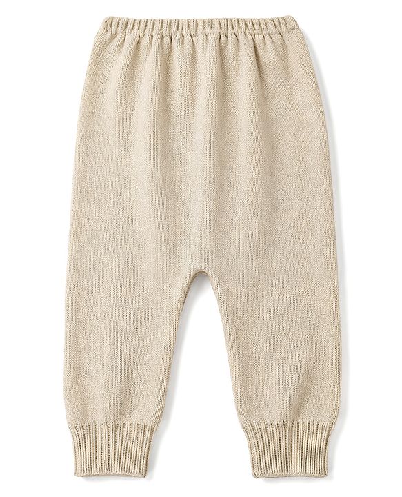 Babyhug Sweater Knitted Full Length Solid ColorPant - Ivory
