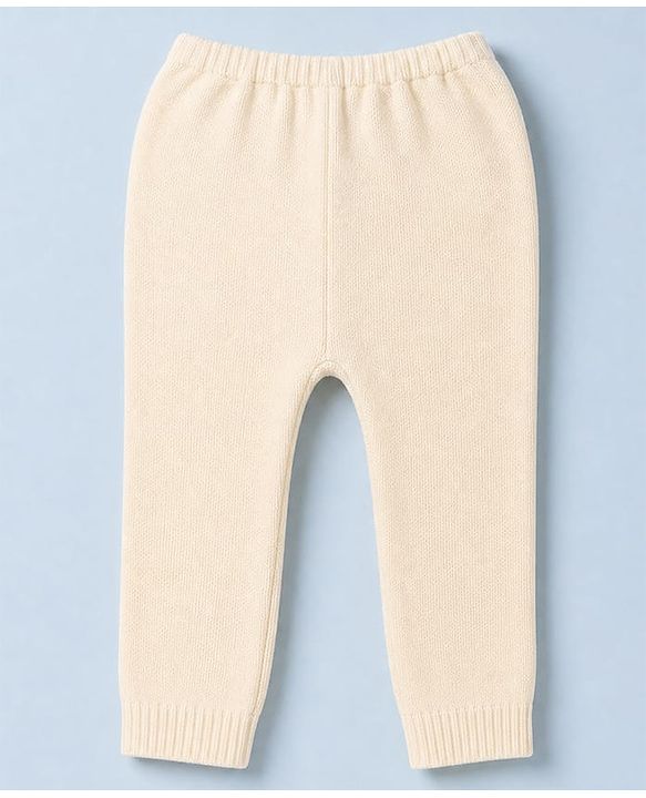 Babyhug Sweater Knit Full Length Solid Woollen Pants - Cream