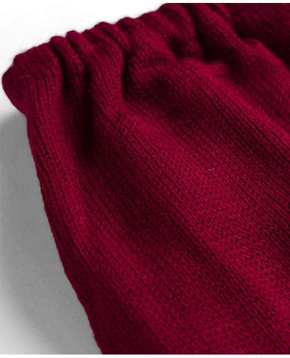 Babyhug Sweater Knitted Full Length Solid ColorPant - Maroon