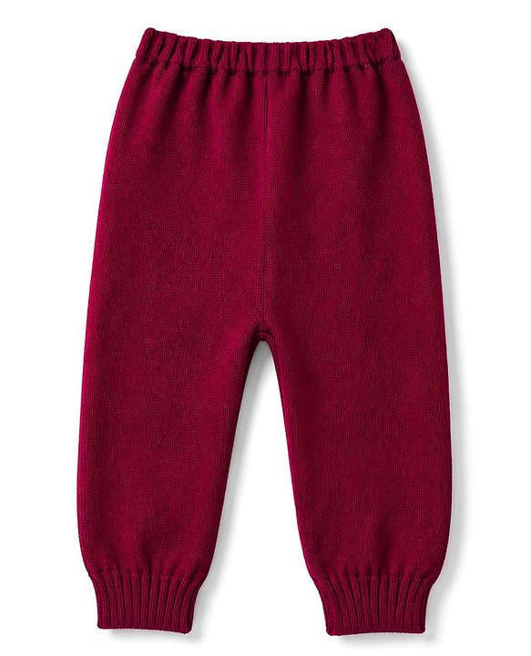 Babyhug Sweater Knitted Full Length Solid ColorPant - Maroon