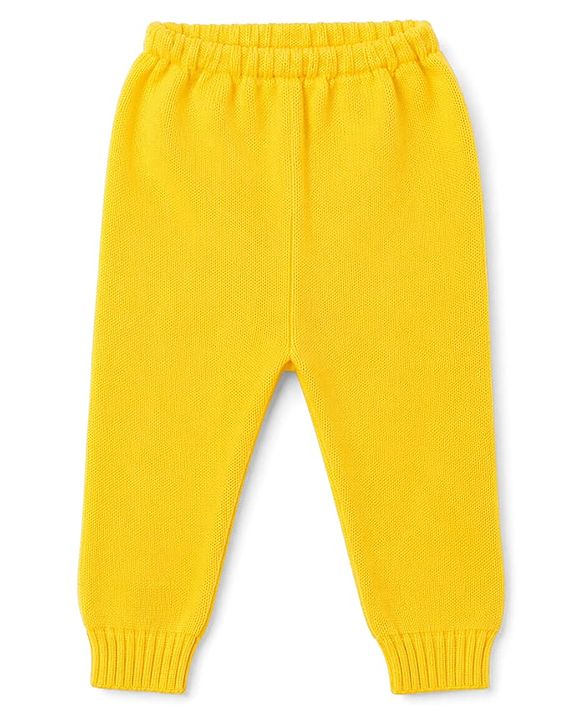 Babyhug Sweater Knit Full Length Solid Woollen Pant - Yellow