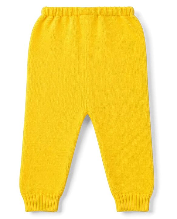 Babyhug Sweater Knit Full Length Solid Woollen Pant - Yellow
