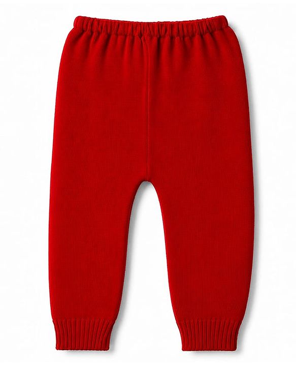Babyhug Sweater Knit Full Length Solid Colour Lounge Pant - Red