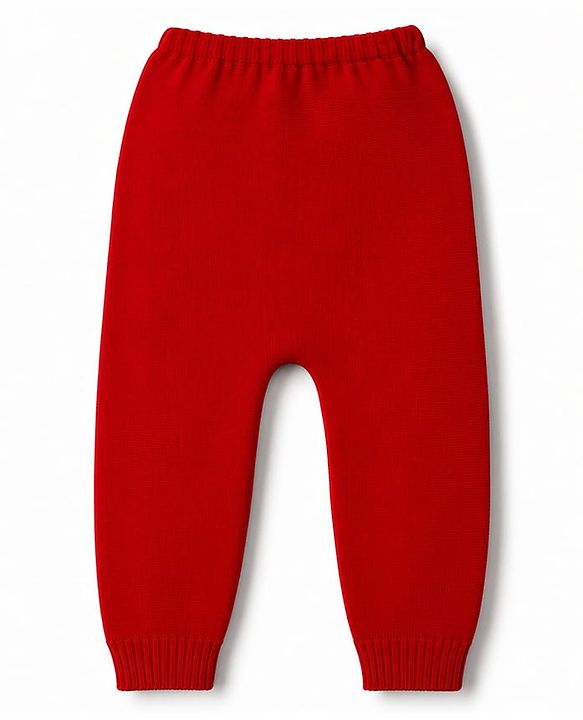 Babyhug Sweater Knit Full Length Solid Colour Lounge Pant - Red