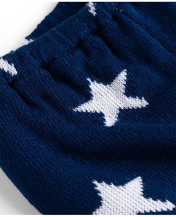 Babyhug Sweater Knit Full Length Star Printed Lounge Pant - Navy