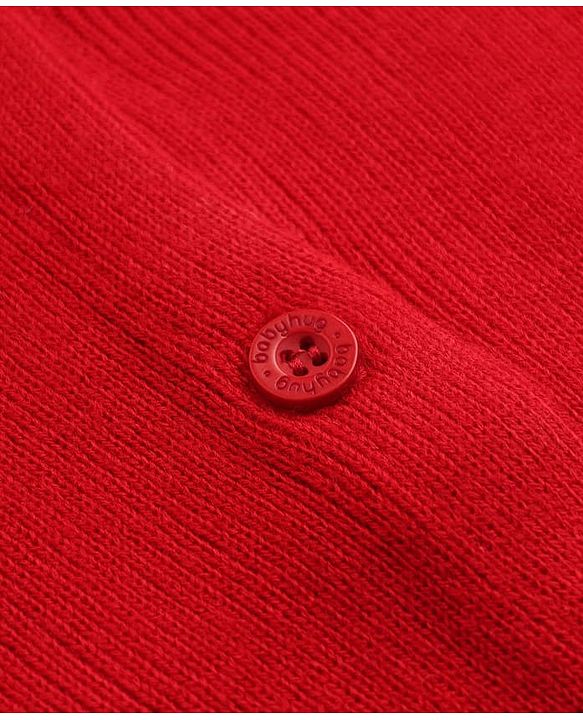 Babyhug Knit Full Sleeves Solid Front Open Sweaters - Red