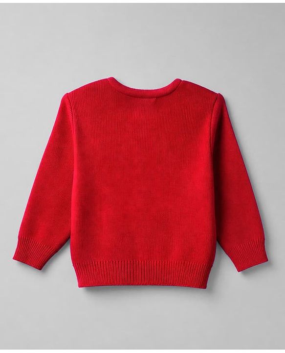 Babyhug Knit Full Sleeves Solid Front Open Sweaters - Red
