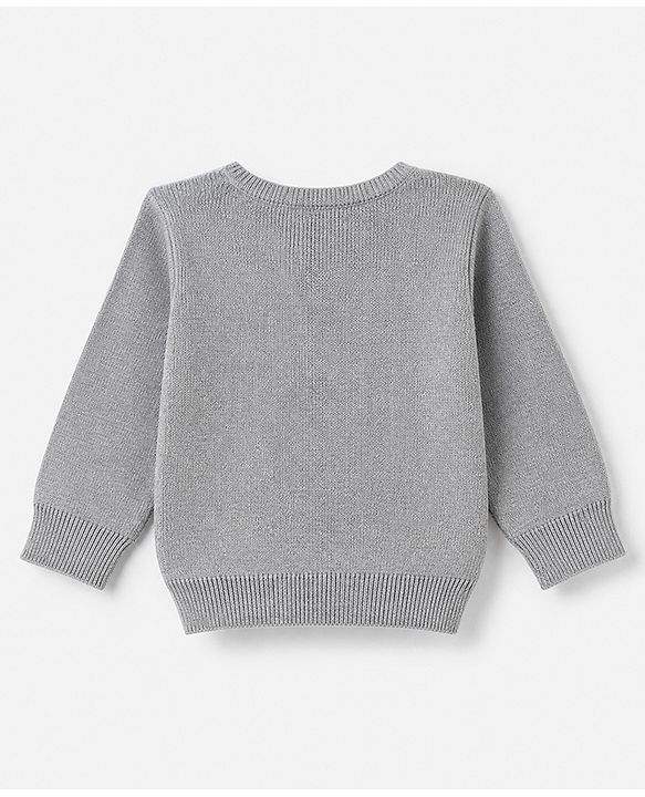 Babyhug Knit Full Sleeves Solid Front Open Sweaters - Grey