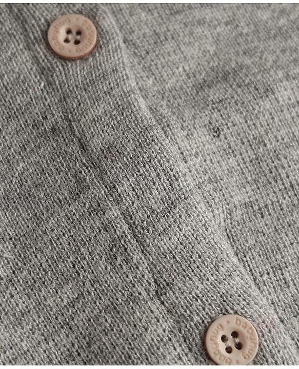 Babyhug Knit Sleeveless  Front Open Solid Colour Sweater - Grey